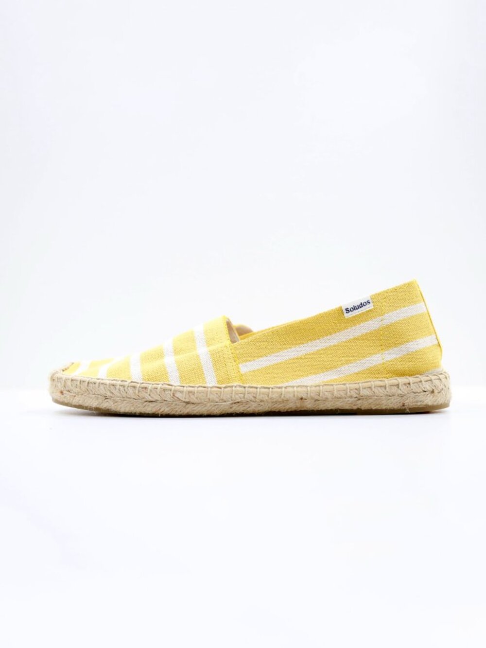 Soludos The Original Dali Yellow & White Striped Canvas Flat Espadrilles - 9